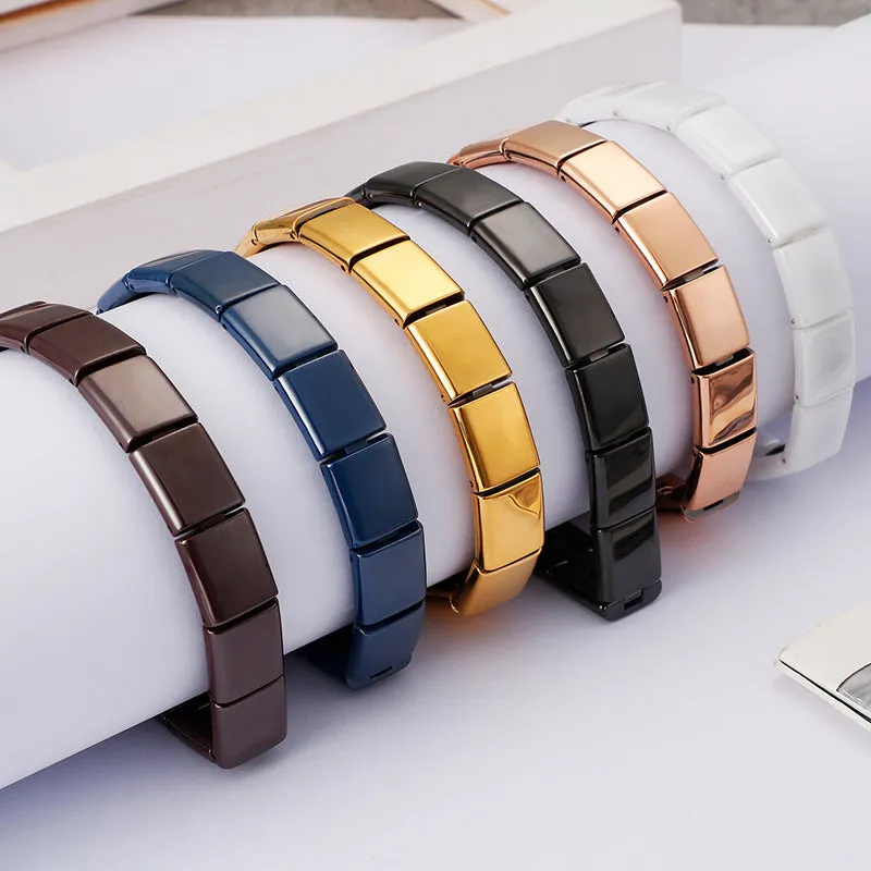 Stylish Titanium Steel Multi-Color Ceramic Magnet Bracelet for Men and Women Couples