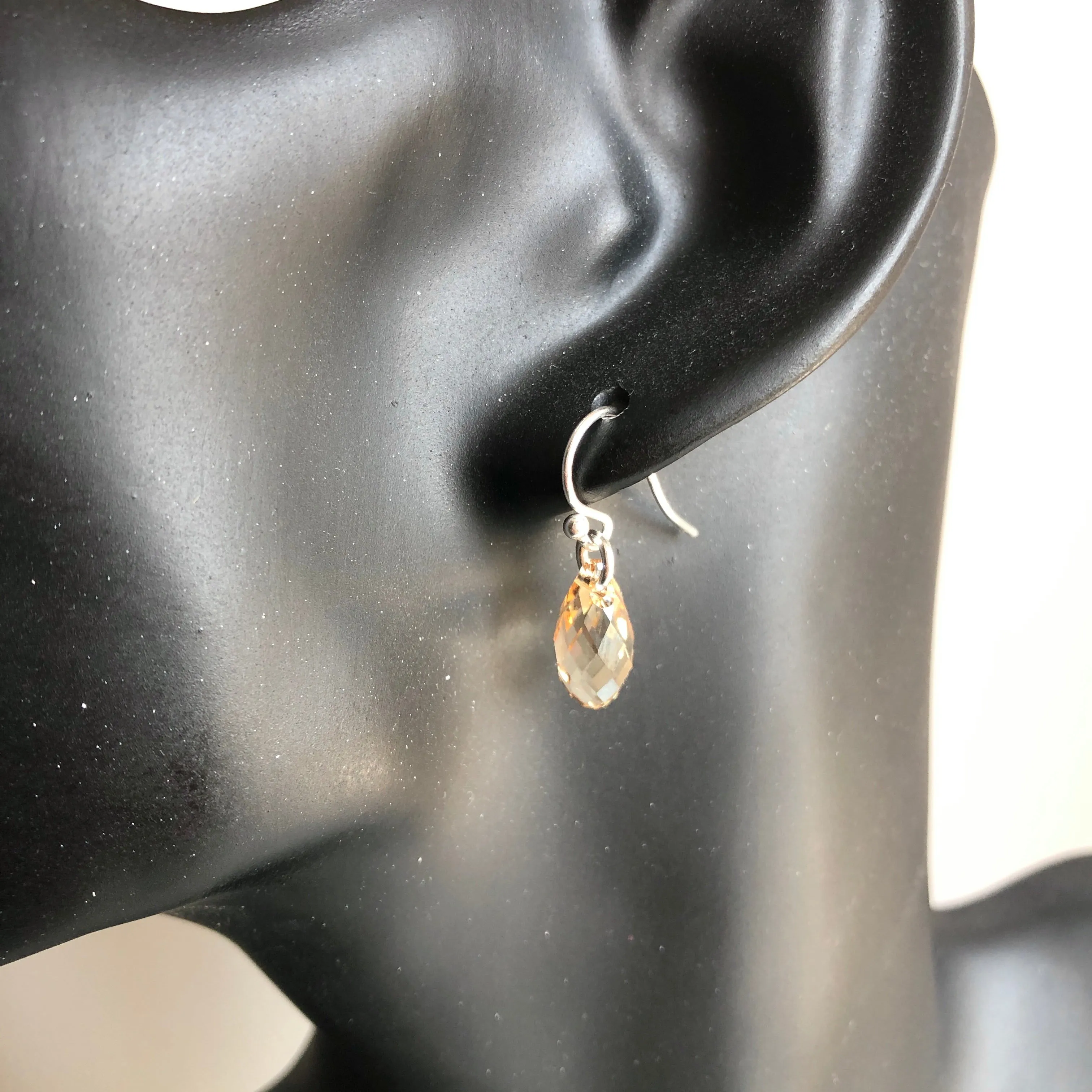 teardrop earrings - golden champagne