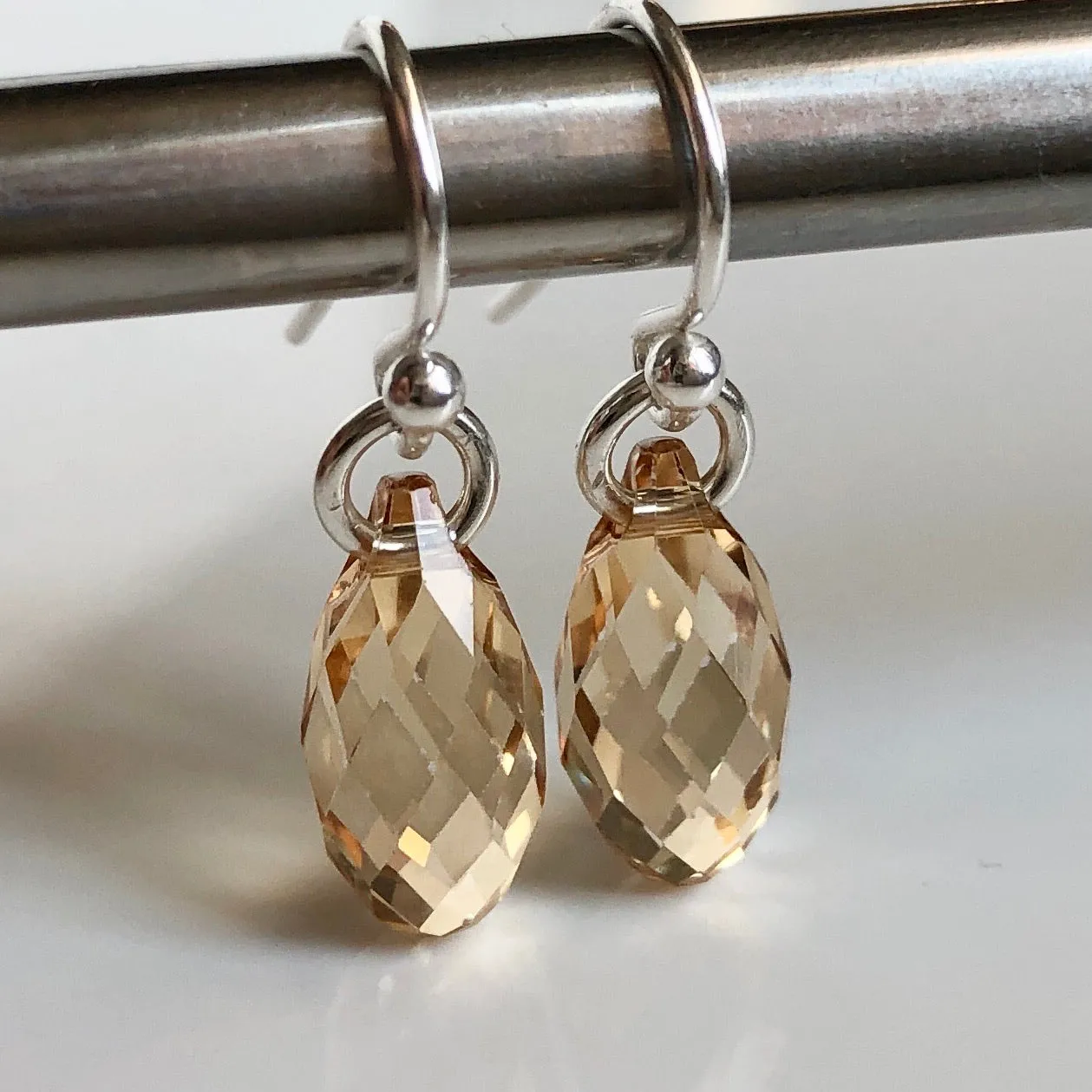 teardrop earrings - golden champagne