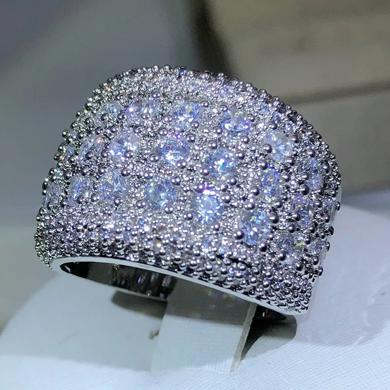 TEEK - Womens Round Sterling Silver Bling Ring