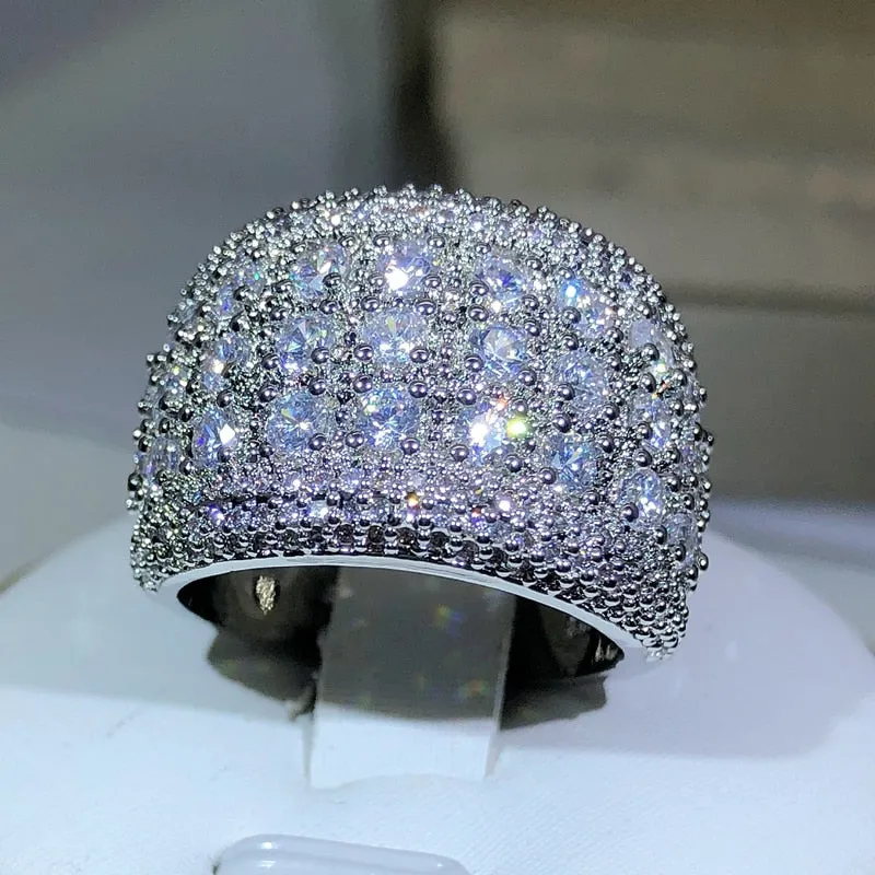 TEEK - Womens Round Sterling Silver Bling Ring