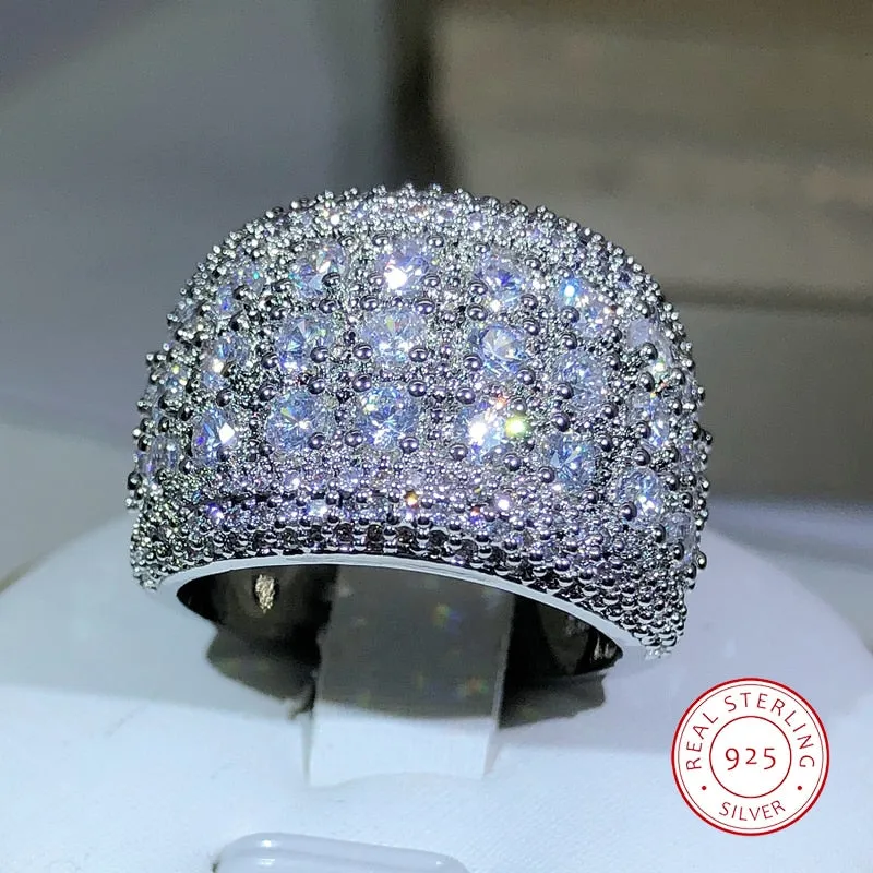 TEEK - Womens Round Sterling Silver Bling Ring