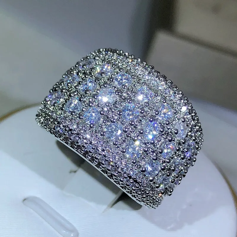 TEEK - Womens Round Sterling Silver Bling Ring