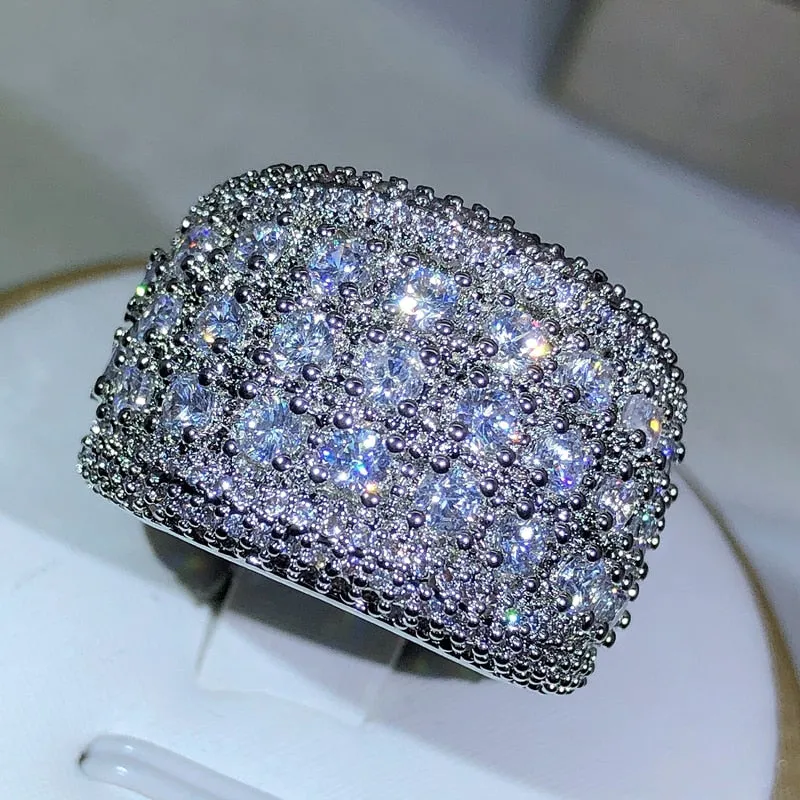 TEEK - Womens Round Sterling Silver Bling Ring