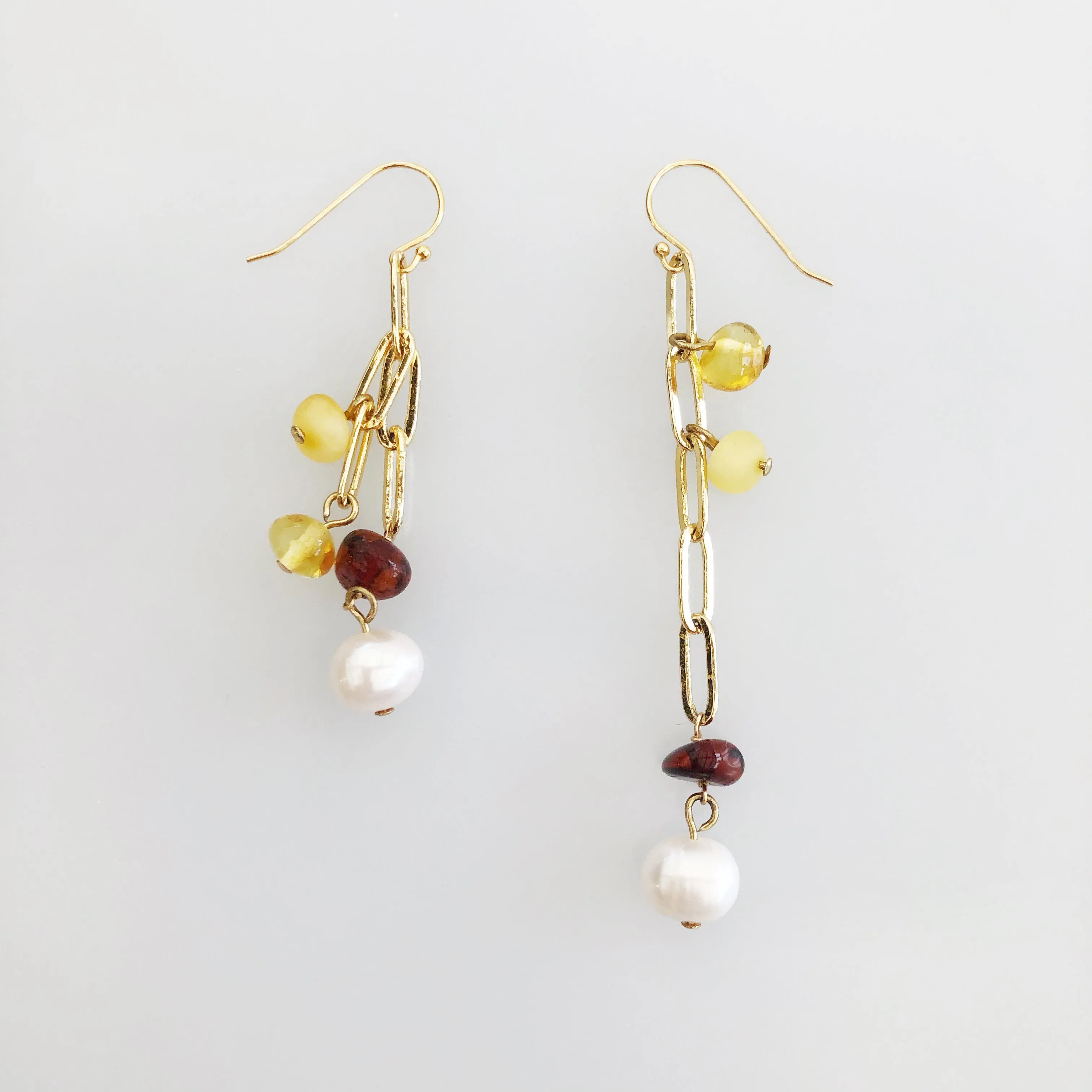The Cloud Pearl and Amber Earrings