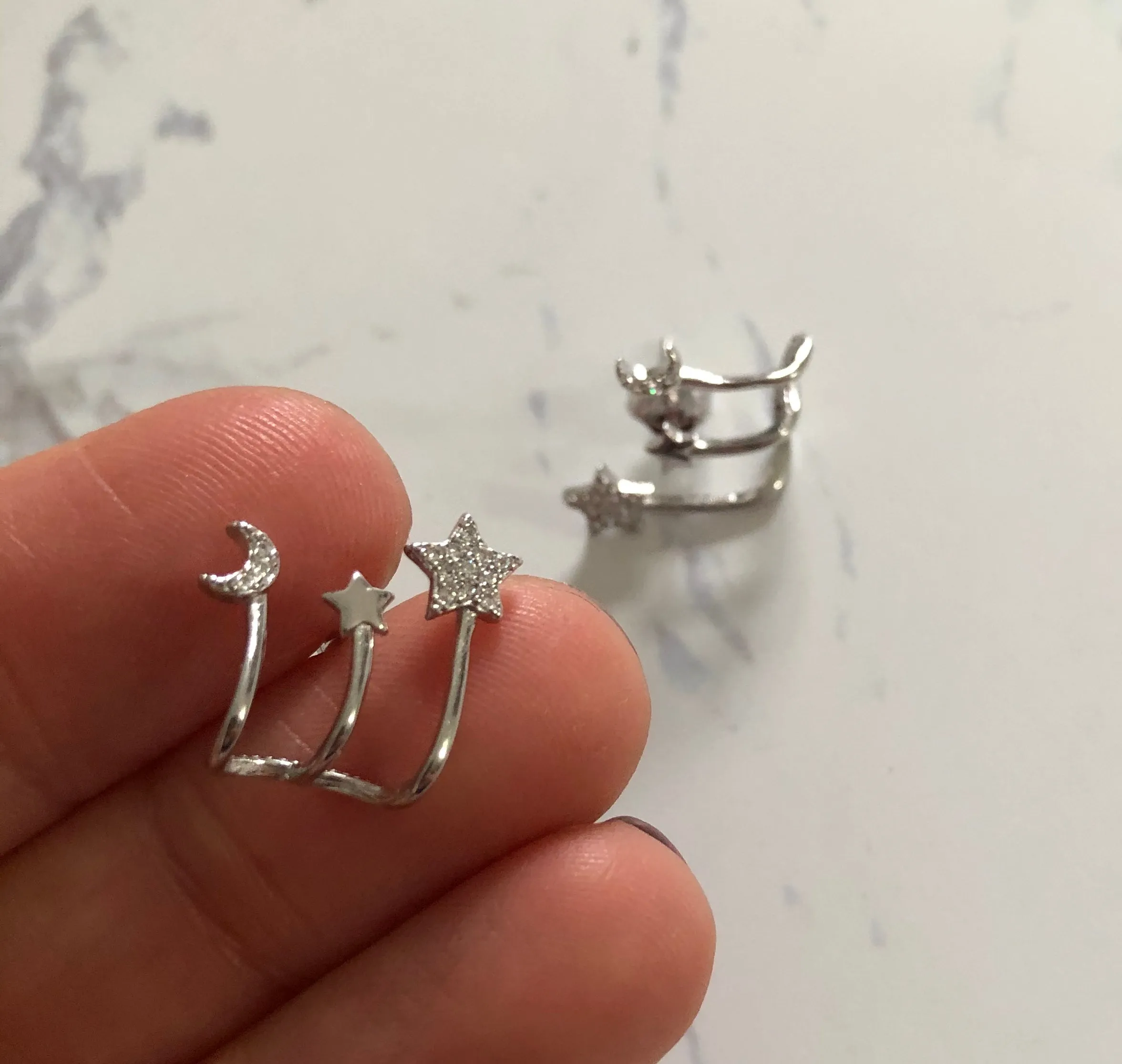 Triple star earring