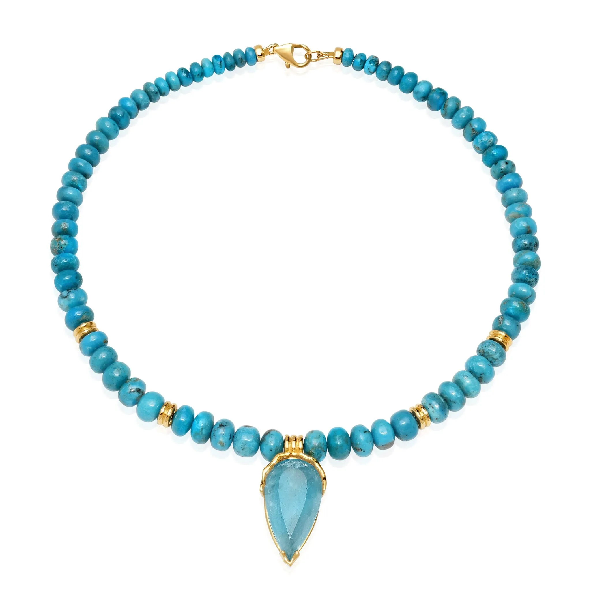 Turquoise   Aquamarine Triple Orbit Necklace
