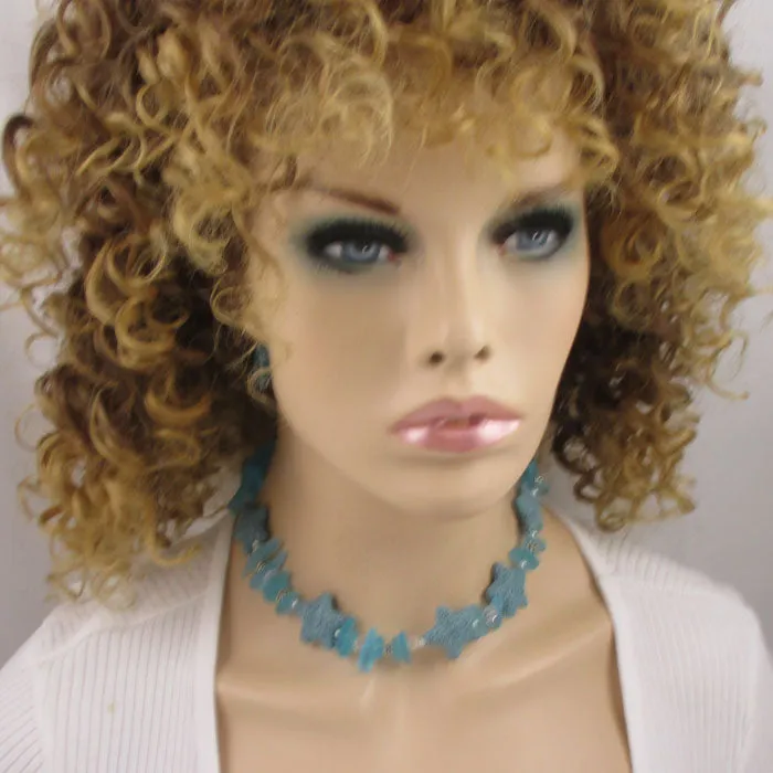 Turquoise Bay Sea Glass & Lava Starfish Necklace & Earrings