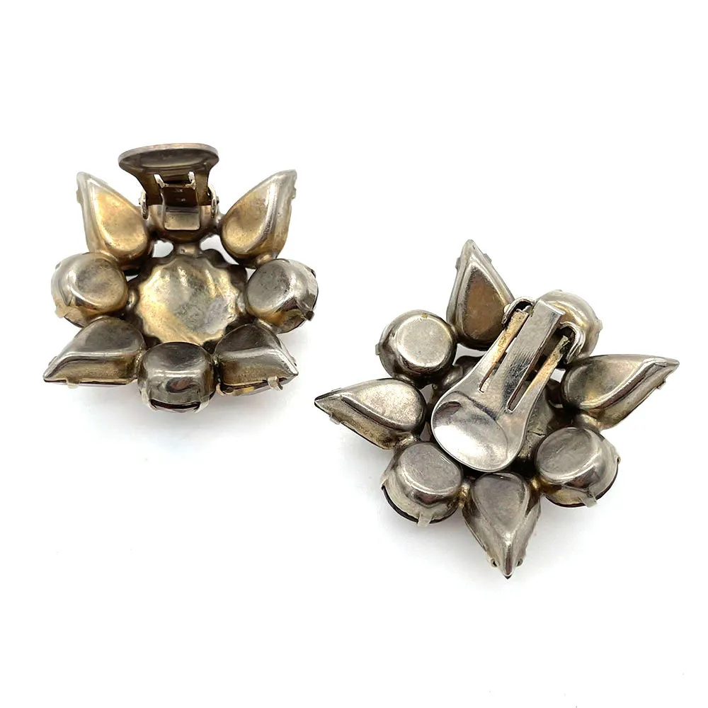 【USA輸入】ヴィンテージ アンバー オリーブ ビジューイヤリング/Vintage Amber Olive Bijou Clip On Earrings