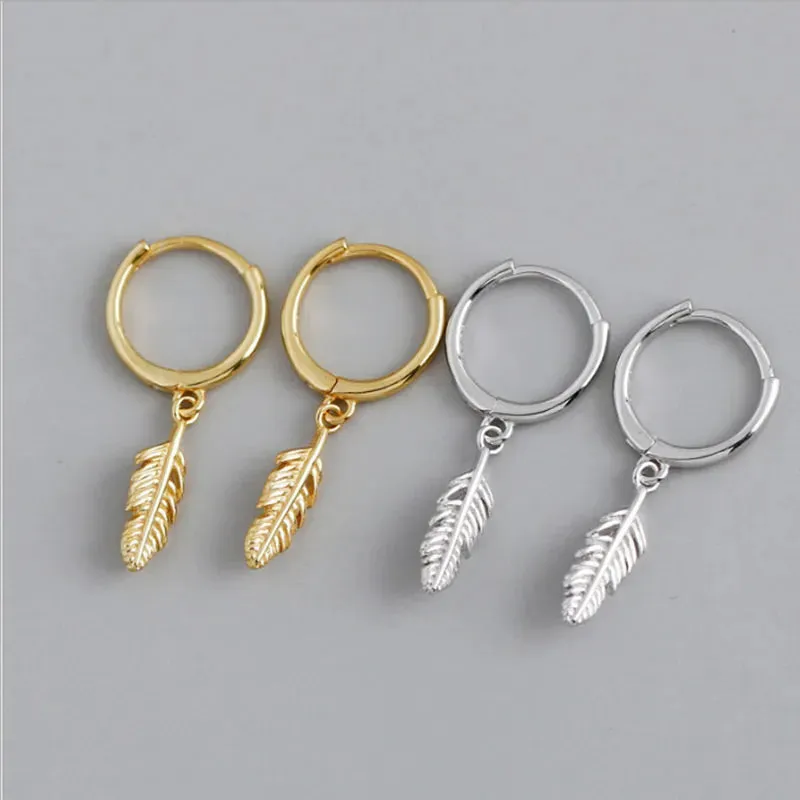 VENTFILLE 925 Sterling Silver Hot Sale Korean Feather Earrings Simple Temperament Exquisite Hot Semale Sexy Jewelry Gift