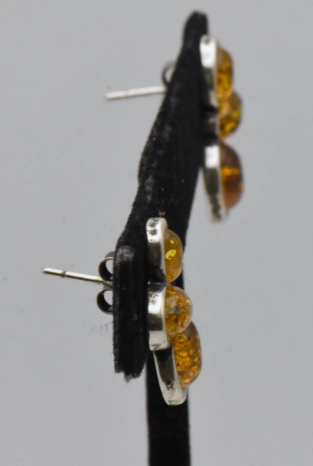 Vintage Amber Sterling Silver Earrings
