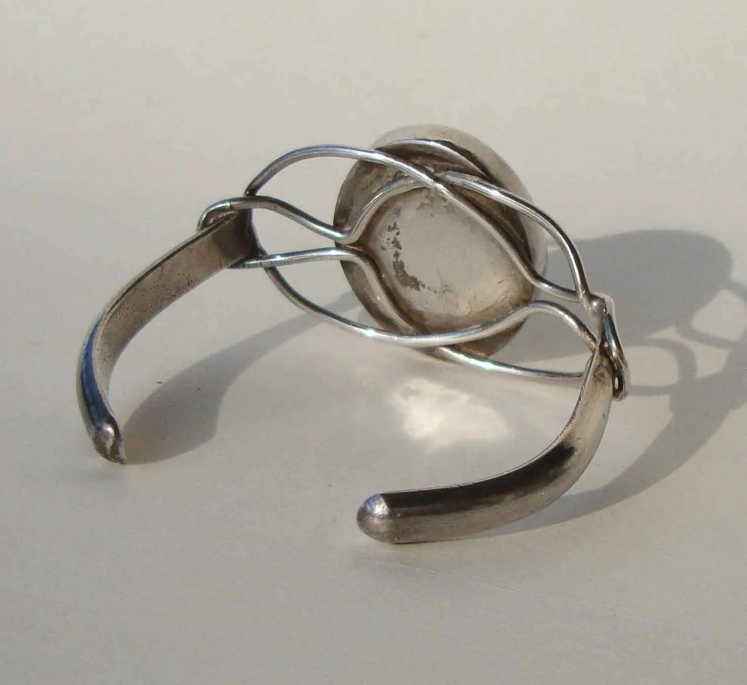 Vintage Enameled Cat Bracelet Sterling Cloisonne Cuff