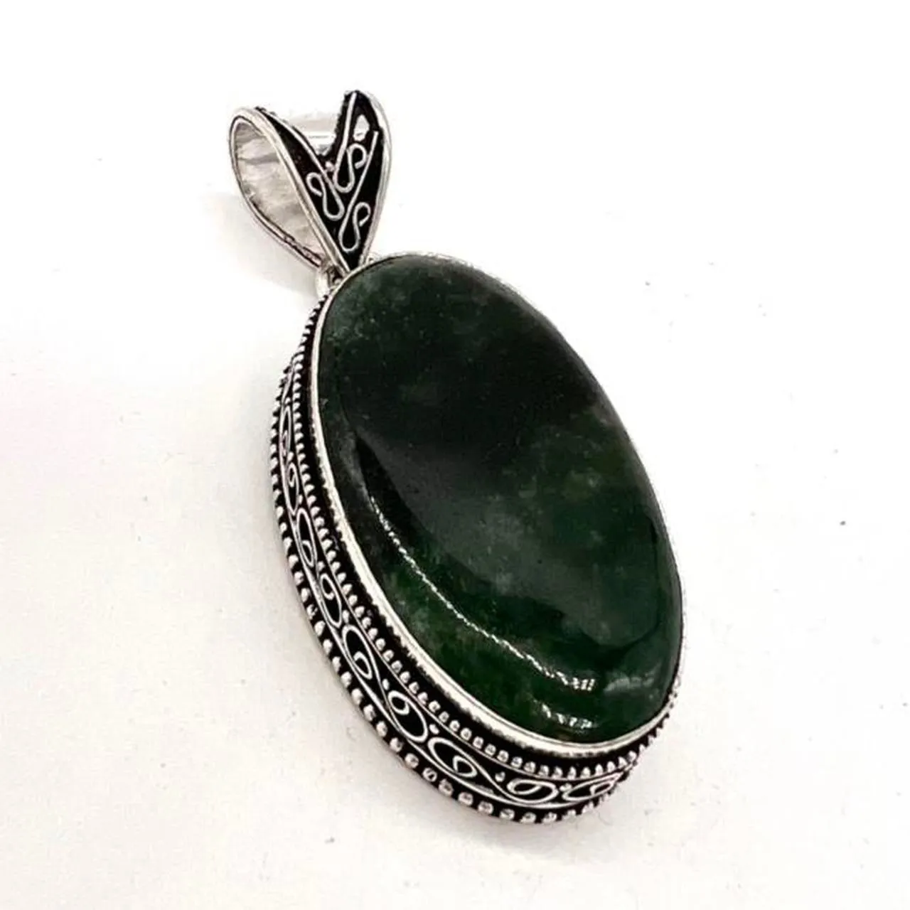 Vintage Look Green  Aventurine  Gemstone 925 Sterling Silver Jewellery Pendant Gift for Her