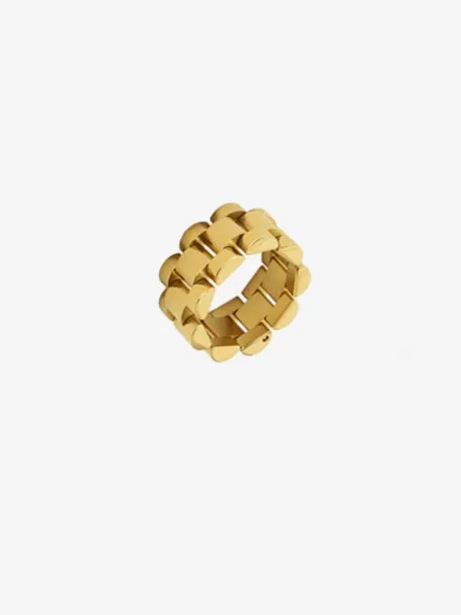 Watch Ring,  18k Gold Plated Stainless Steel Waterproof Daily Watch Chain Statement Ring