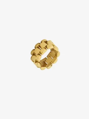 Watch Ring,  18k Gold Plated Stainless Steel Waterproof Daily Watch Chain Statement Ring