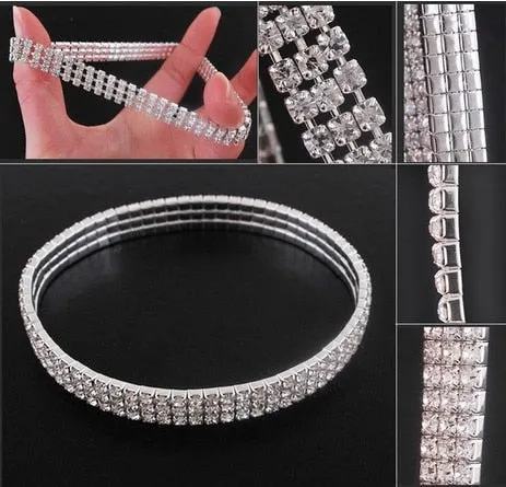 Wedding Jewelry 1/2/3/4/5 Rows Bling Wristband Bracelets for Women with Rhinestone