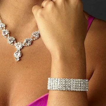 Wedding Jewelry 1/2/3/4/5 Rows Bling Wristband Bracelets for Women with Rhinestone