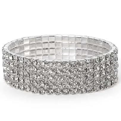 Wedding Jewelry 1/2/3/4/5 Rows Bling Wristband Bracelets for Women with Rhinestone