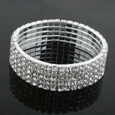 Wedding Jewelry 1/2/3/4/5 Rows Bling Wristband Bracelets for Women with Rhinestone