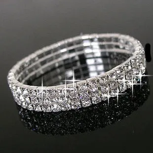Wedding Jewelry 1/2/3/4/5 Rows Bling Wristband Bracelets for Women with Rhinestone