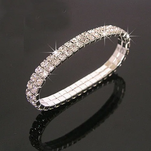 Wedding Jewelry 1/2/3/4/5 Rows Bling Wristband Bracelets for Women with Rhinestone