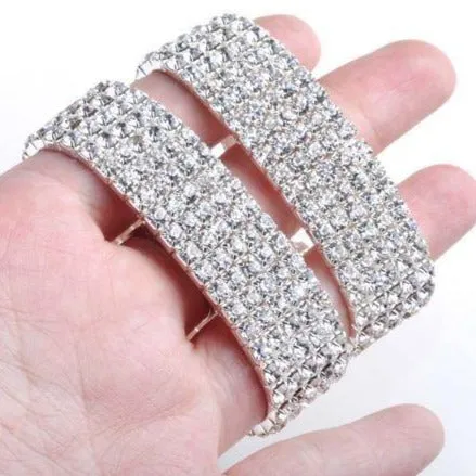 Wedding Jewelry 1/2/3/4/5 Rows Bling Wristband Bracelets for Women with Rhinestone